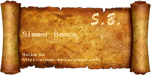 Simmer Bence névjegykártya